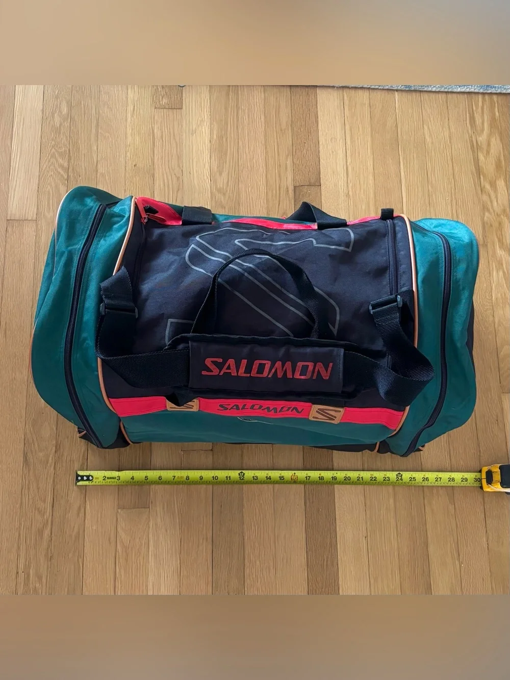 Vintage 90s Salomon Duffle Bag Green Black Club Line Streetwear Luggage